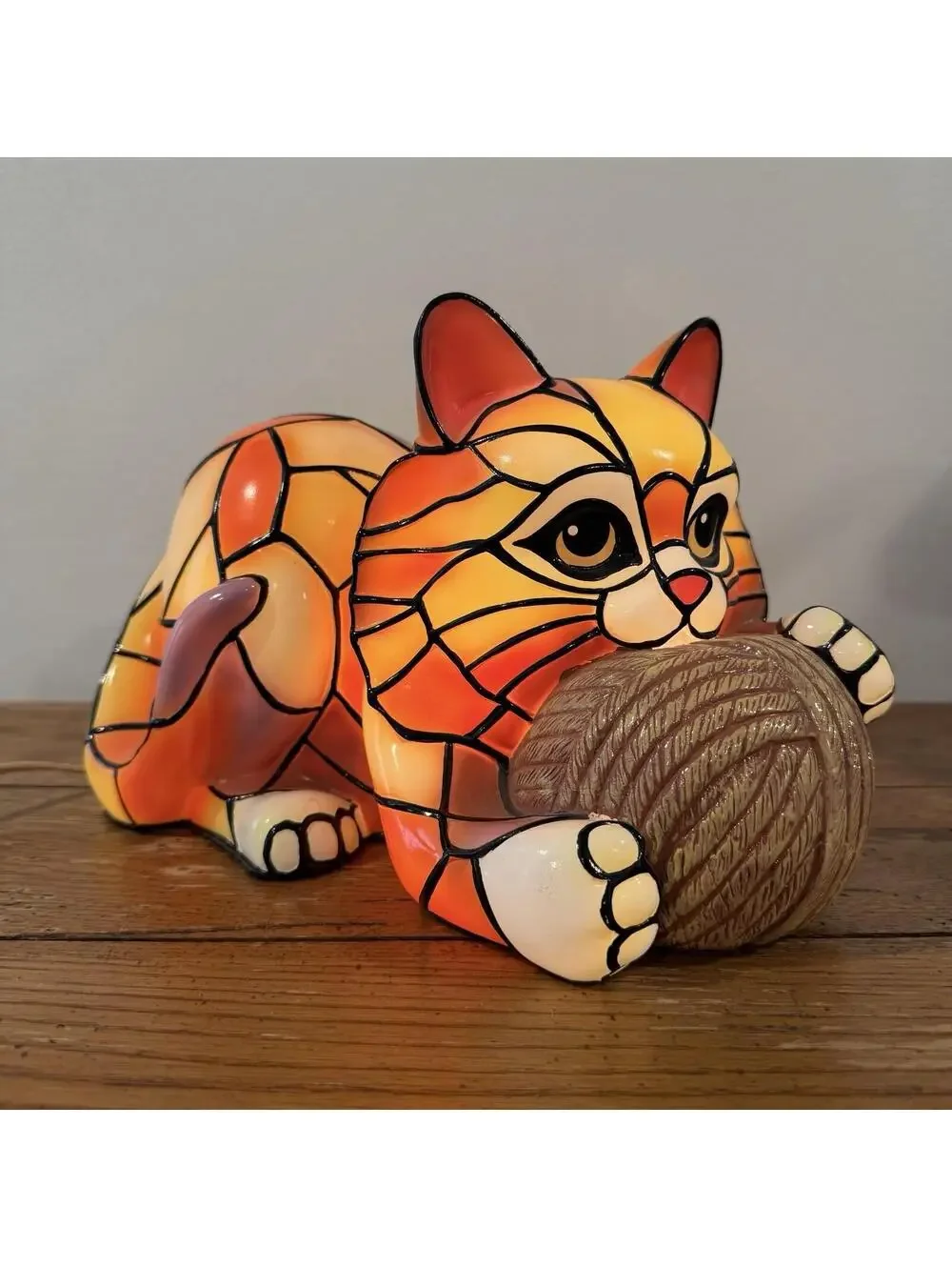 Bradford Exchange The Cat’s Meow Tiffany Style Vinyl Lamp Tested Works COA 2010